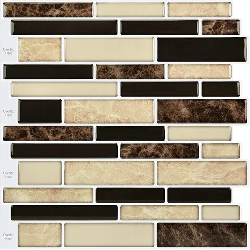 Vista 15 de LONGKING Loseta en muro adhesiva para cocina con diseño de mármol (10 azulejos)