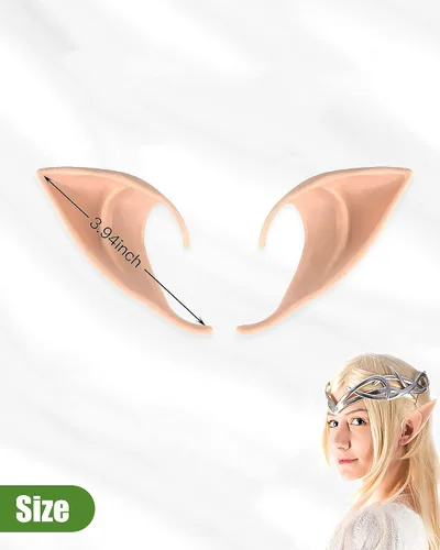Vista 17 de Orejas de elfo Pixie de hadas para cosplay, disfraz de fiesta, accesorios de mascarada para Halloween, Navidad (2 pares)