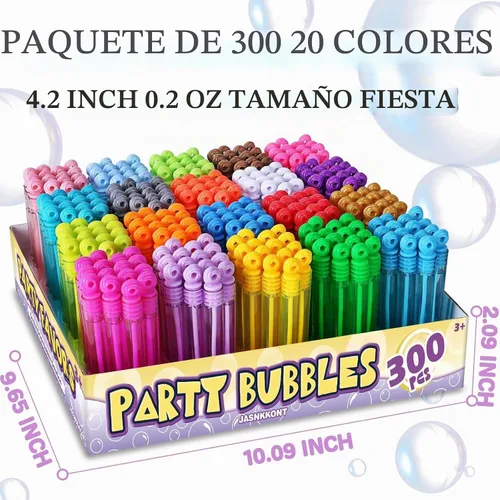 Vista 6 de Juguetes de regalo de fiesta de cumpleaños para niños, surtido de 300 piezas de 20 colores de mini varitas de burbujas, rellenos navideños
