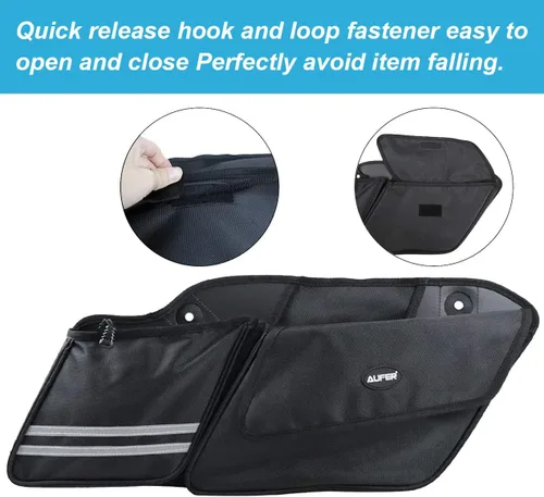 Vista 4 de AUFER Organizadores de alforjas de motocicleta para lado izquierdo y derecho, bolsas de almacenamiento, bolsa organizadora compatible con Touring