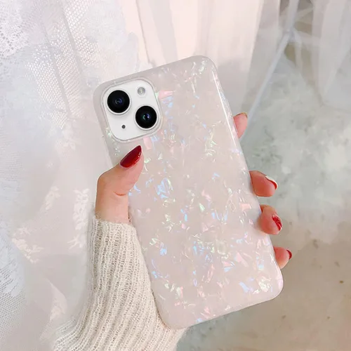 Vista 4 de J.west Funda compatible con iPhone 13 de 6.1 pulgadas, brillante y colorida con brillantina de ópalo translúcido, transparente, suave, TPU, ajuste