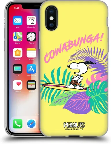 Vista 134 de Head Case Designs Funda de gel suave con licencia oficial de Peanuts Tropical Surf Snoopy Aloha Disco compatible con Apple iPhone 13 Mini Surf