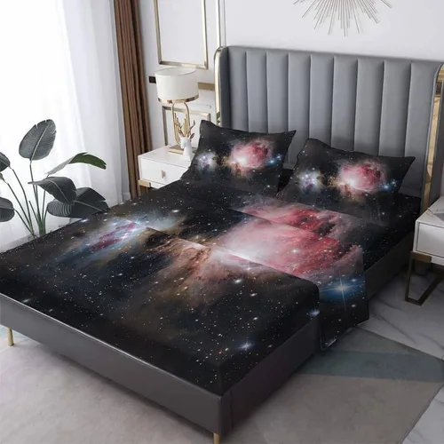 Vista 11 de Galaxy Sheets - Juego de sábanas de tamaño individual, sábanas de microfibra suave y bolsillo profundo, sábanas y fundas de almohada estampadas sin