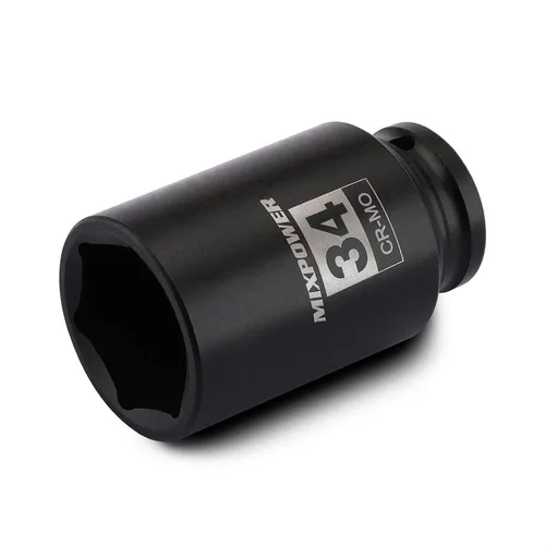 Vista 14 de Zócalo de impacto poco profundo de 1/2", CR-MO, 1-1/4", 6 puntos, diseño de esquina de radio, tuerca de eje de grado de impacto para fácil extracción