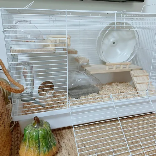 Vista 2 de Plataforma de madera con escalera, estructura de actividad para mascotas, pájaro, chinchilla, conejillo de indias, hámster, accesorios de jaula
