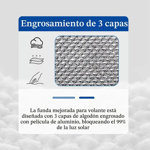Vista 3 de Cubierta de Volante de Coche con Protección Solar, Cubierta de Rueda de Coche de Película de Aluminio para Aislamiento Térmico y Enfriamiento Lámina