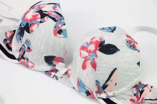 Vista 5 de Swbreety Conjunto de brasier y bragas para mujer, conjunto de lencería con estampado floral con aros