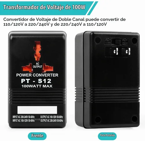 Vista 6 de Voltage Converter 110V to 220V Step-Up & Down Power Two-Way Conversion Voltage Converter Transformer for Travel, RV, Camping (Black)