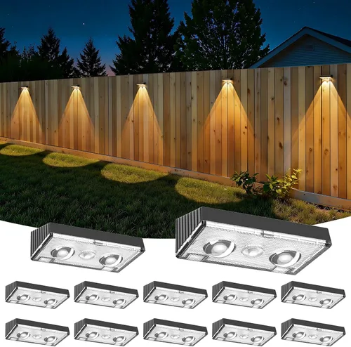 Vista 8 de NIORSUN - Luces solares para valla, paquete de 8 luces solares para terraza, color blanco cálido, bombilla impermeable para exteriores LED IP65