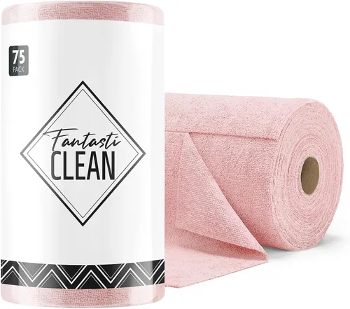 Vista 29 de Fantasticlean - Rollo de paño de limpieza de microfibra, 75 hojas, 12 x 12 pulgadas (beige) Super Absorbent, Lint-free, Tear-away Microfiber Towel