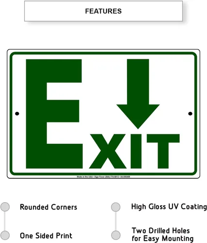 Vista 2 de Afterprints Exit with Downward Arrow Novelty Unique Indoor Outdoor Notice Aluminum Metal Sign 18"x24