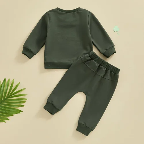 Vista 7 de Muasaaluxi Conjunto de ropa de 2 piezas para bebé del Día de San Patricio, sudadera de trébol de manga larga, pantalones deportivos verdes, conjunto