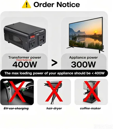 Vista 3 de Convertidor de voltaje de 500 W Convertidor de potencia (110 V a 220 V, 220 V a 110 V) Convertidor de paso hacia arriba/abajo 110/120 voltios
