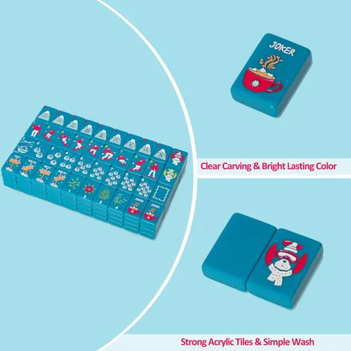 Vista 10 de Jongyance American Mahjong - Juego de fichas con bolsa de transporte y accesorios, 160 fichas de Mahjong grabadas en acrílico