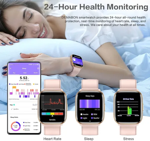 Vista 6 de 2025 Smart Watches for Women, 1.75'' Lightweight Smartwatch Women with Da GPT AI, 24/7 Sleep/ Heart Rate/ SpO2/ Blood Pressure Monitor, 120