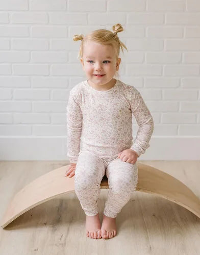 Vista 5 de moimoln 6M-8Y Pijama floral para bebé y niña pequeña, suave, modal, algodón, transpirable, ajustado, manga larga, conjunto de ropa de dormir