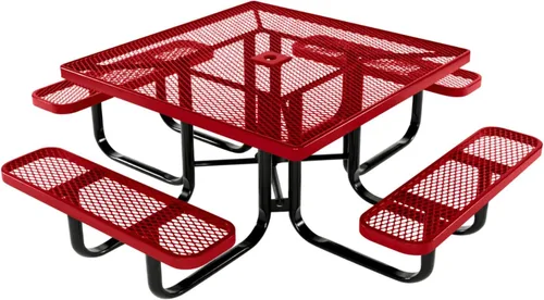 Vista 109 de COATEDOUTDOORFURNITURE Mesa de picnic cuadrada de 46 pulgadas, expandida, color negro