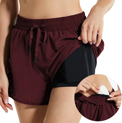 Vista 2 de BALEAF Pantalones cortos de natación de malla de secado rápido para mujer de 3 pulgadas con forro para gimnasio, correr