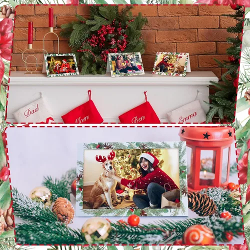 Vista 4 de Zhanmai 570 tarjetas de felicitación con marco de fotos de Navidad con sobres blancos, funda de fotos de Navidad, tarjetas de felicitación