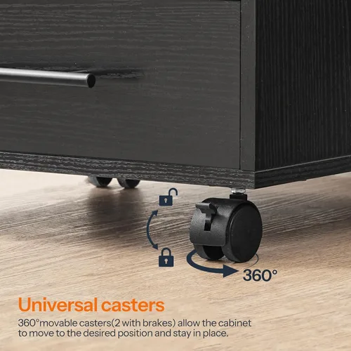 Vista 8 de HOOBRO Archivador de 5 cajones, gabinete de oficina con cajones, gabinete de almacenamiento de madera con ruedas para maquillaje, oficina en casa