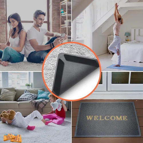 Vista 3 de ZONGOOL - 8 cintas antideslizantes para alfombras de doble cara Negro