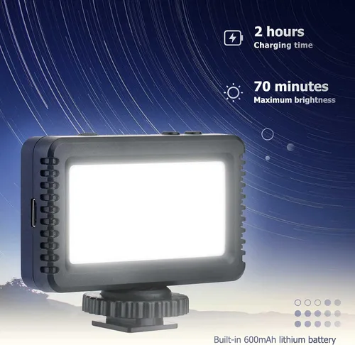 Vista 6 de Kiwifotos Mini luz de video LED para Sony ZV-1F ZV1F ZV-1 II ZV1 ZV-E10 II ZVE10 Canon PowerShot V1 EOS R50 V y más cámaras, accesorios de flash