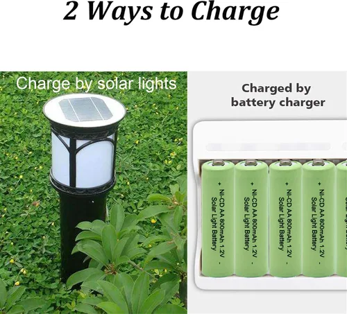 Vista 12 de QBLPOWER Ni-CD AA 800mAh 1.2V batería recargable para luces solares al aire libre lámpara jardín patio césped (8 piezas)