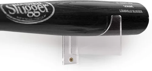 Vista 4 de Soporte de pared para bate de béisbol para exhibición horizontal, soporte de acrílico resistente para bate de bate - Se adapta a cualquier bate