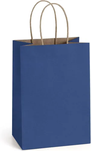 Vista 7 de BagDream Bolsas de regalo pequeñas con asas, 50 bolsas de papel kraft de 5.25 x 3 x 8 pulgadas, a granel para recuerdos de fiesta, venta al por Negro