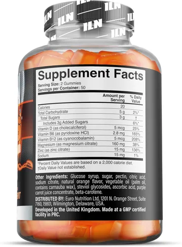 Vista 8 de Iron Labs - Gomitas ZM6 para hombres y mujeres, gomitas de zinc y magnesio (100 unidades, sabor naranja, vegano), suplementos de citrato de magnesio