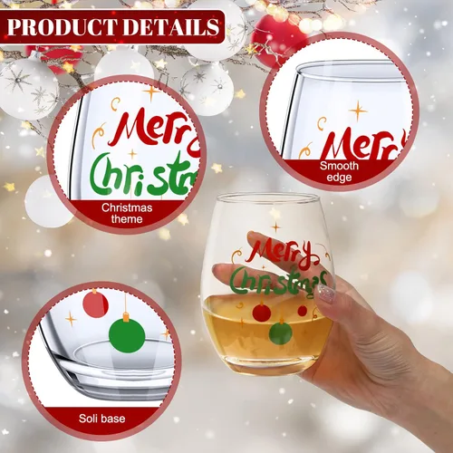 Vista 3 de Funtery 6 Piezas Vasos de Vino de Navidad sin Tallo, Divertido Juego de Regalo de Navidad para Maestros, Hombres, Mujeres, Familia, Amigos
