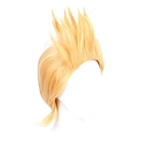 Vista 3 de XiongXiongLe Peluca de Halloween, cosplay, anime, My Hero Academia, Mirio Togata Cos, juego de rol, pelucas sintéticas cortas de cabello amarillo