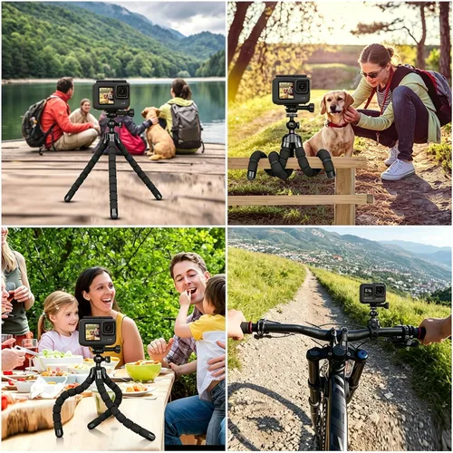 Vista 5 de Trípode para teléfono, trípode flexible y trípode portátil para teléfono celular con control remoto inalámbrico, trípode de mesa de viaje ajustable
