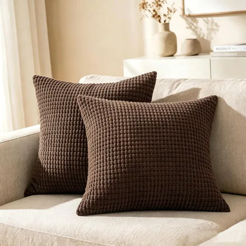 Vista 9 de CaliTime Fundas de Almohada Decorativas Paquete de 2 Cómodas de Pana Acanalada a Rayas Waffle Fundas de Cojines Decorativos para Sofá Cama