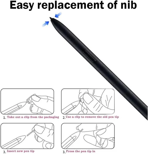 Vista 2 de Lápiz capacitivo de repuesto compatible con Galaxy Tab S10 Stylus Pen Negro