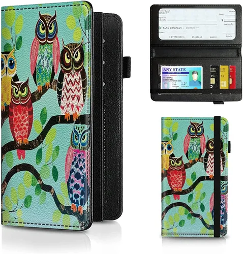 Vista 8 de Funda para chequera para hombres y mujeres, cartera de cuero RFID con ranuras para tarjetas de crédito, soporte de cheques duplicados personales