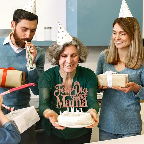 Vista 5 de Feliz Dia Mama - Decoración para tartas, decoración de pastel con la mejor mamá del mundo de España, suministros de fiesta para el día de la madre
