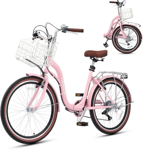 Vista 13 de VIRIBUS Bicicleta plegable para adultos, bicicleta plegable de 20 pulgadas de 7 velocidades, bicicleta compacta ligera, bicicletas plegables