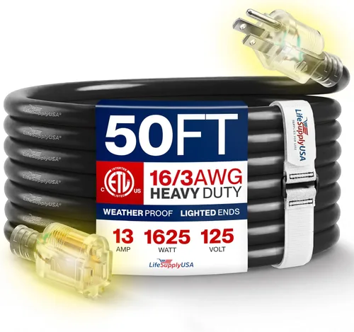 Vista 95 de Cable de extensión de 3 pies para exteriores/interiores, calibre 10/3, ultra resistente, SJTW, resistente al agua, certificación ETL, cable