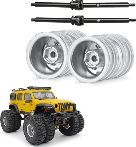 Vista 2 de RCHUBAM Llantas de rueda delantera RC con eje de transmisión CVD para 1/24 Axial SCX24 Deadbolt Bronco C10 RC Crawler Car Front Wheel Hubs Crawler