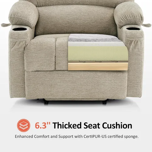 Vista 7 de MCombo Silla Reclinable Elevadora Eléctrica de Gran Tamaño para Ancianos, Silla Elevadora con Calor y Masaje, Reclinable Elevadora para Grandes
