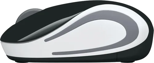 Vista 3 de Logitech Mini mouse inalámbrico M187 Ultra portátil, seguimiento óptico de 1000 DPI, 3 botones, PC/Mac/computadora portátil, color negro y blanco