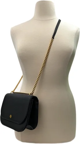Vista 3 de Tory Burch Emerson - Bolso de hombro ajustable con solapa (negro), Negro