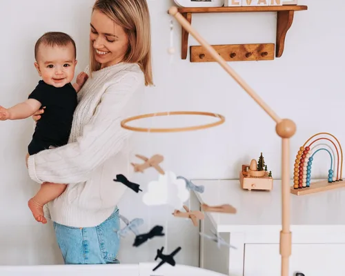Vista 5 de Móvil para cuna de bebé – Móvil colgante de madera para cuna, decoración de guardería para niños y niñas, regalo perfecto para ducha