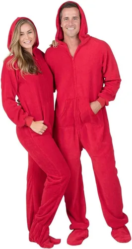 Vista 3 de Footed Pajamas - Enterizo con capucha a juego para la familia Suéteres de una pieza para niños, niñas, hombres, mujeres y mascotas, unisex, Candy