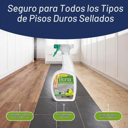 Vista 7 de Bona Spray limpiador de pisos multisuperficie, 32 onzas líquidas, aroma a menta y limón, recargable, solución de limpieza de suelos sin residuos