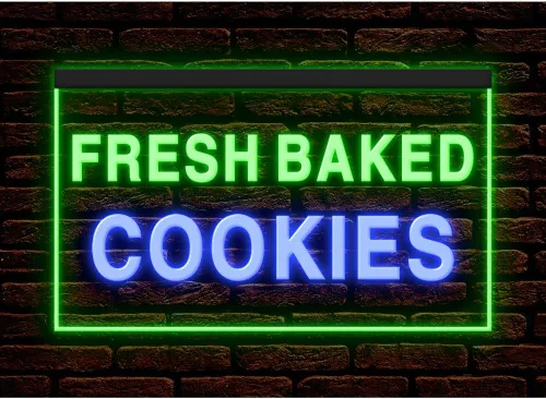 Vista 22 de 110138 - Letrero de neón con luz LED de 16 x 12 pulgadas, 110138 galletas recién horneadas para cafetería, pastelería, panadería, tienda, tienda 16