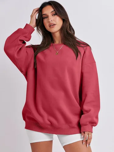 Vista 5 de ANRABESS Sudaderas de gran tamaño con capucha para mujer, cuello redondo, sin botones, ropa casual de otoño, ropa de preparación, adolescentes