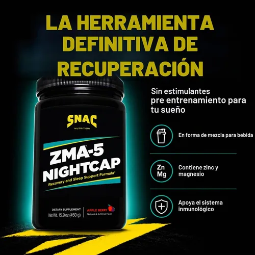 Vista 6 de ZMA-5 Nightcap Rapid Recovery - Suplemento preentrenamiento para sueño profundo, 15.87 oz