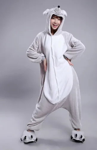 Vista 2 de MizHome Lucky Mouse Mascot Collection - Disfraz unisex de traje de vestir para mujer talla XL gris